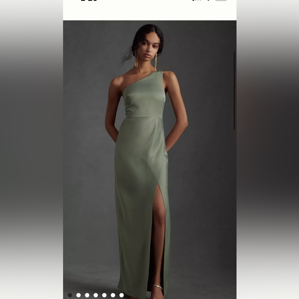 BHLDN Dylan One-Shoulder Satin Side-Slit Gown